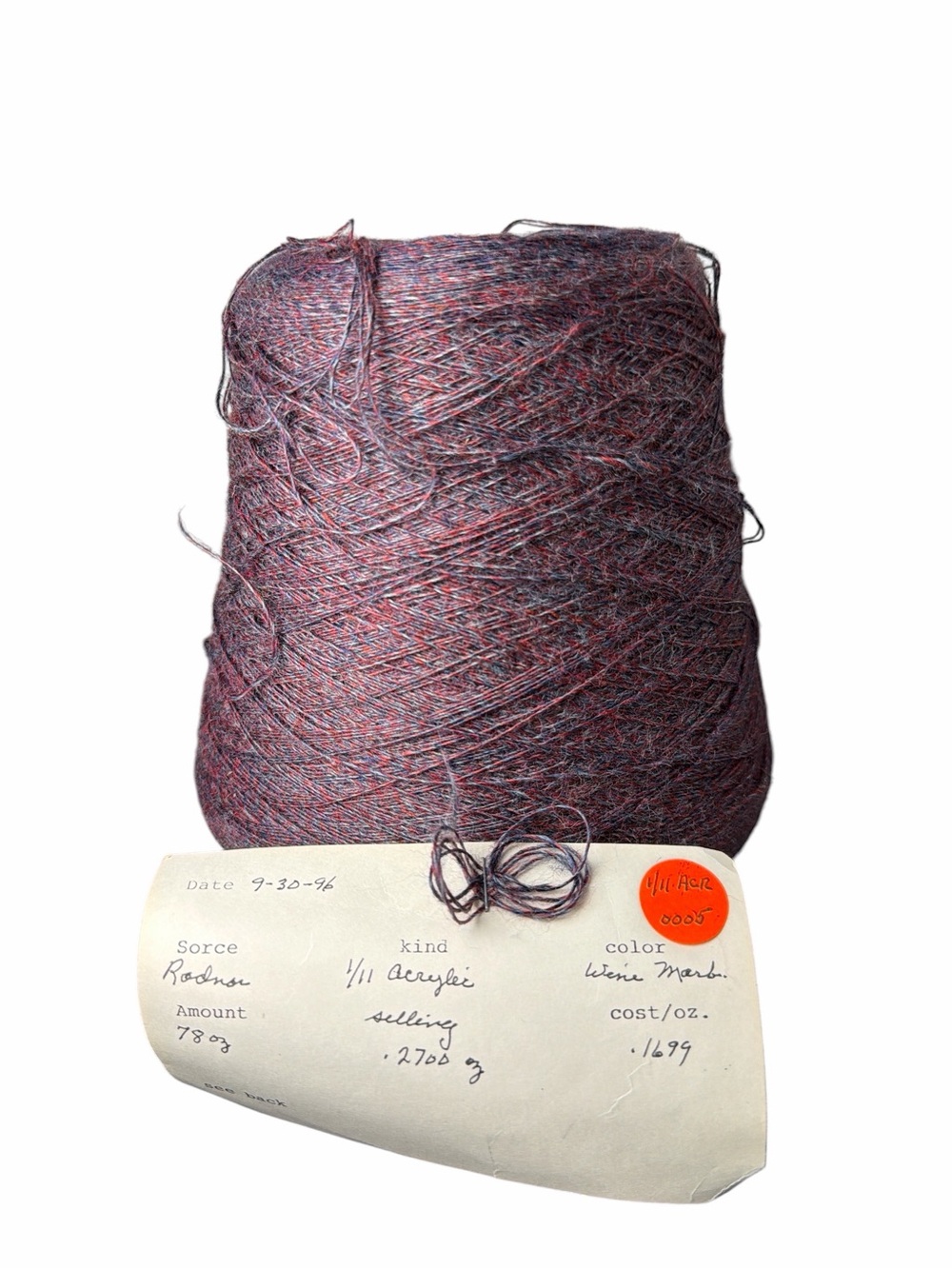 Vintage acrylic Yarn Cone